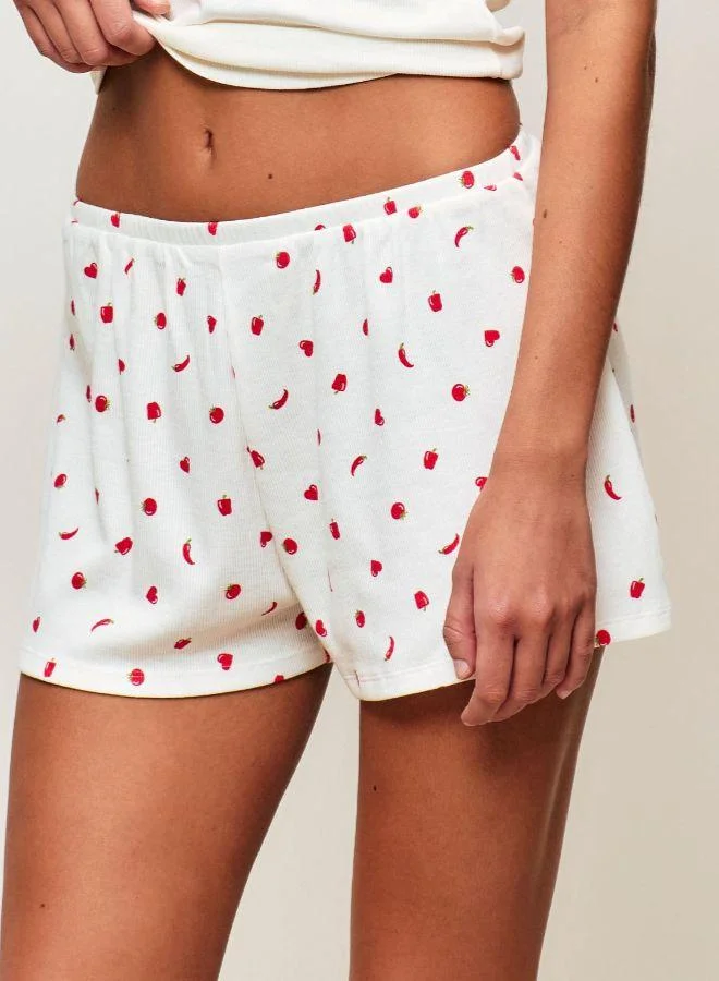 UNDIZ Shorts in printed ribbed jersey with chili and heart patterns