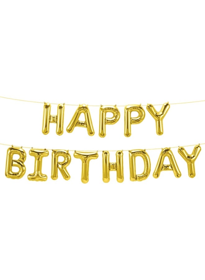 حديقة الألعاب بالونات عيد ميلاد سعيد ذهبية كبيرة - لافتة بالونات من رقائق الألومنيوم مقاس 16 بوصة | ديكورات حفلات أعياد ميلاد للبنات والأولاد والكبار | ديكورات خلفية ذهبية للحفلات - Image 1