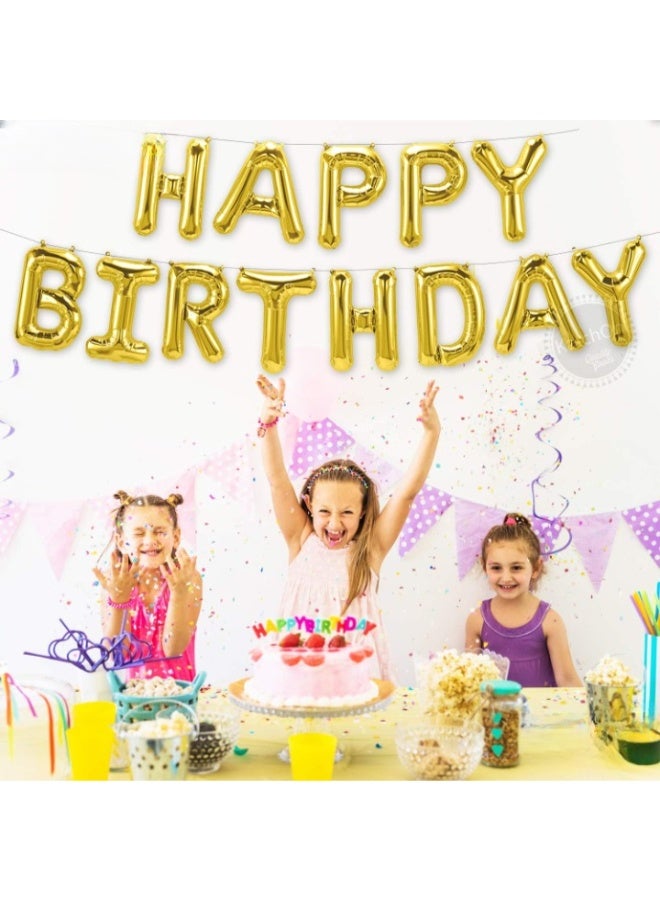 حديقة الألعاب بالونات عيد ميلاد سعيد ذهبية كبيرة - لافتة بالونات من رقائق الألومنيوم مقاس 16 بوصة | ديكورات حفلات أعياد ميلاد للبنات والأولاد والكبار | ديكورات خلفية ذهبية للحفلات - Image 2