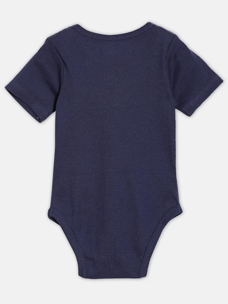 Broon Broon Infant Boys White and Navy Blue Printed Organic Cotton Bodysuit Pack of 2