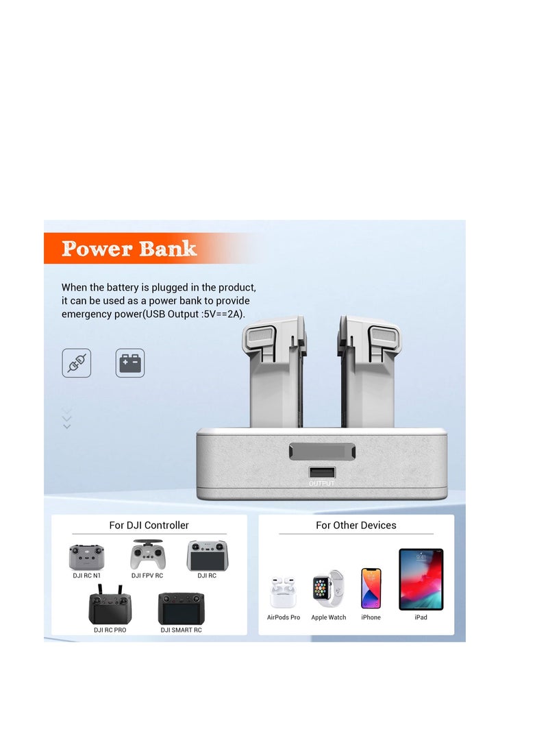 Excefore - DJI Mini 3 Pro Battery Two-Way Charging Hub, Mini 3 Pro Battery Charger for DJI Mini 3 Pro Accessories, Charge Two Batteries at The Same Time - Image 1