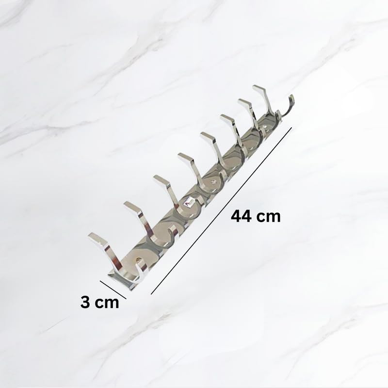 REDON 8 Pin Heavy Duty Cloth Hooks for Door, Wall Hanger for Clothes,Bathroom Hangers and Kitchen Hangers | Chrome Finish (Pack of 4) - Image 2
