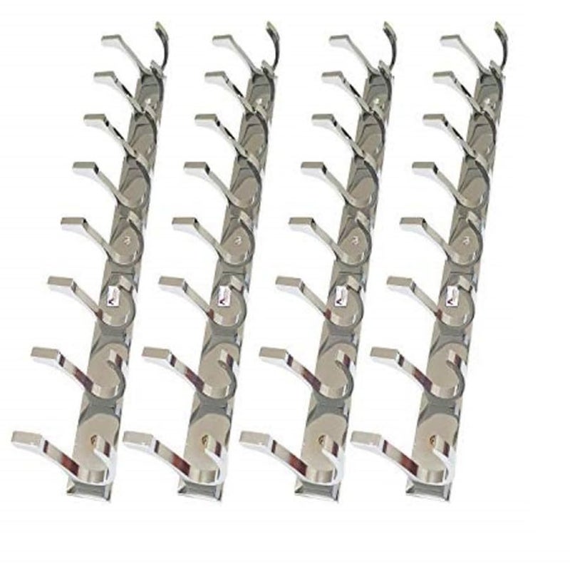 REDON 8 Pin Heavy Duty Cloth Hooks for Door, Wall Hanger for Clothes,Bathroom Hangers and Kitchen Hangers | Chrome Finish (Pack of 4) - Image 1