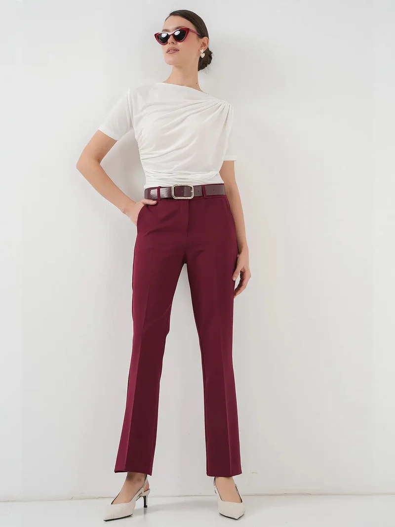 بيغ دارت BDART Fitted Ruffle Detail Blouse with Crew Neck