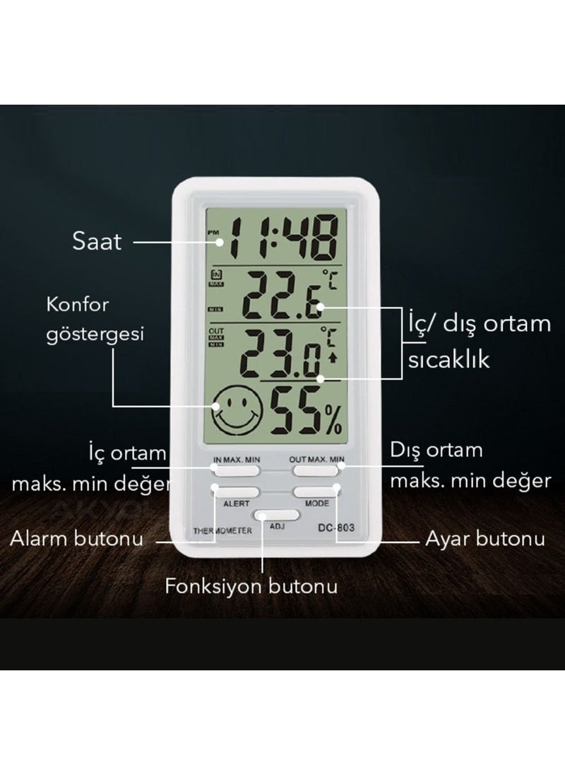 DC - -803 Wired Alarm Temperature and Humidity Meter - Image 1