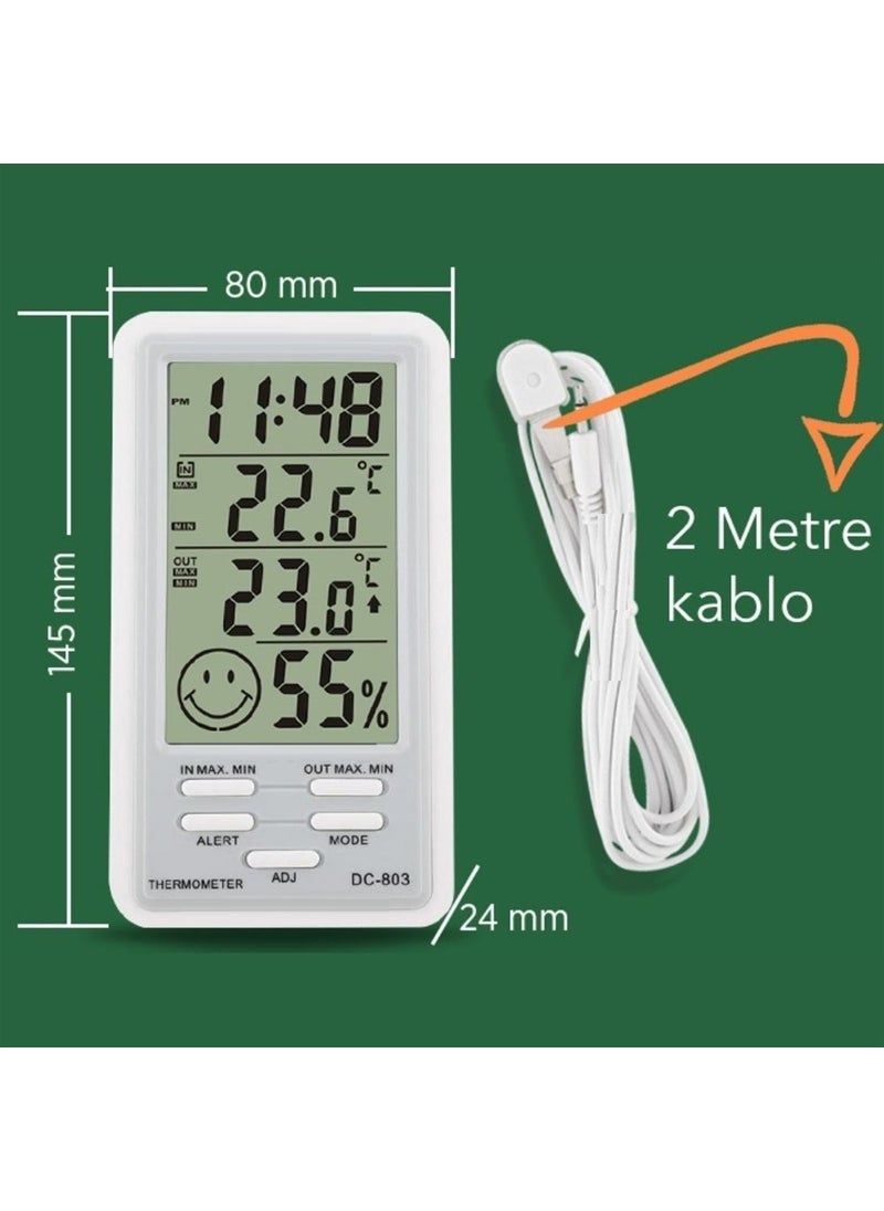 DC - -803 Wired Alarm Temperature and Humidity Meter - Image 1