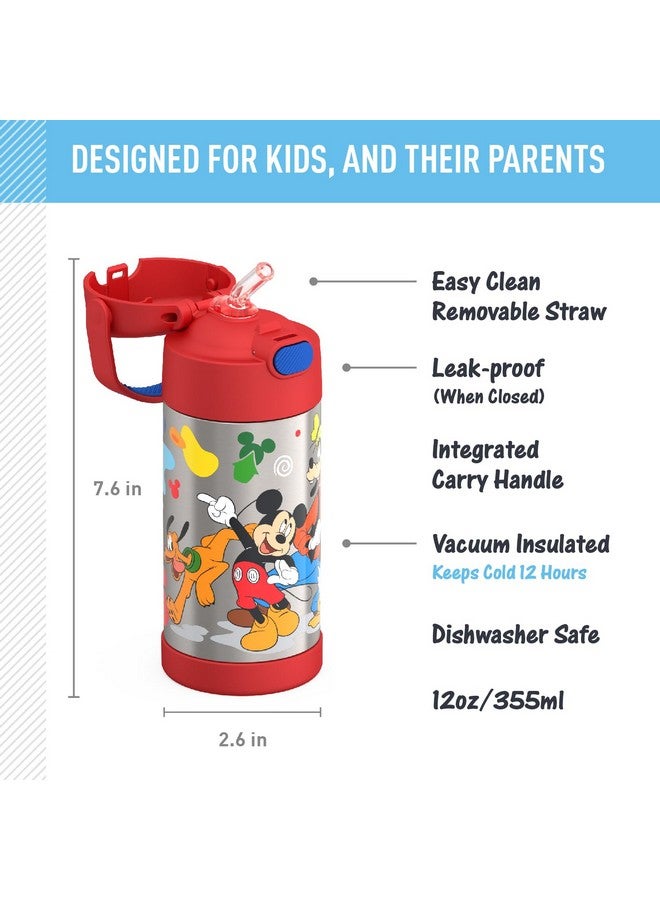 THERMOS THERMOS FUNTAINER Water Bottle with Straw - 12 Ounce, Mickey Mouse - Kids Stainless Steel Vacuum Insulated Water Bottle with Lid  - Image 2