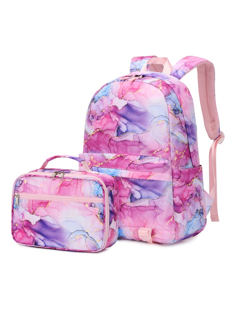 Loquat - Sweet Printed Schoolbag Fashionable Two-Piece Backpack For Girls - Image 1