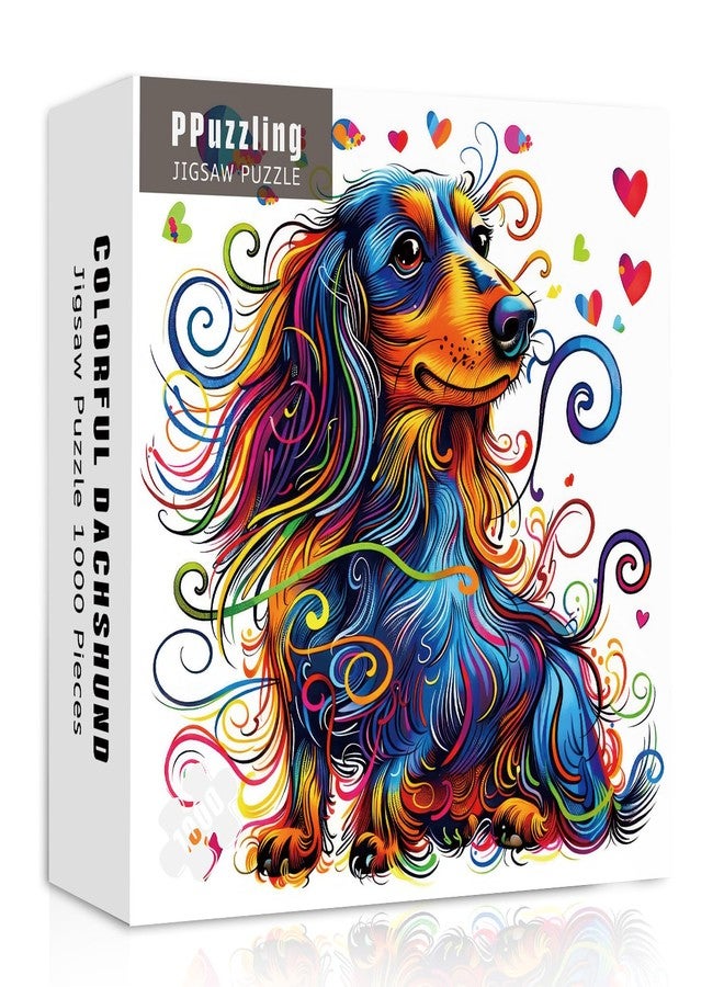 PPuzzling Colorful Dachshund Puzzles for Adults 1000 Pieces, Cute Dog Animal Jigsaw Puzzles, Funny Puppy Art Puzzle as Home Wall Decor - Image 1