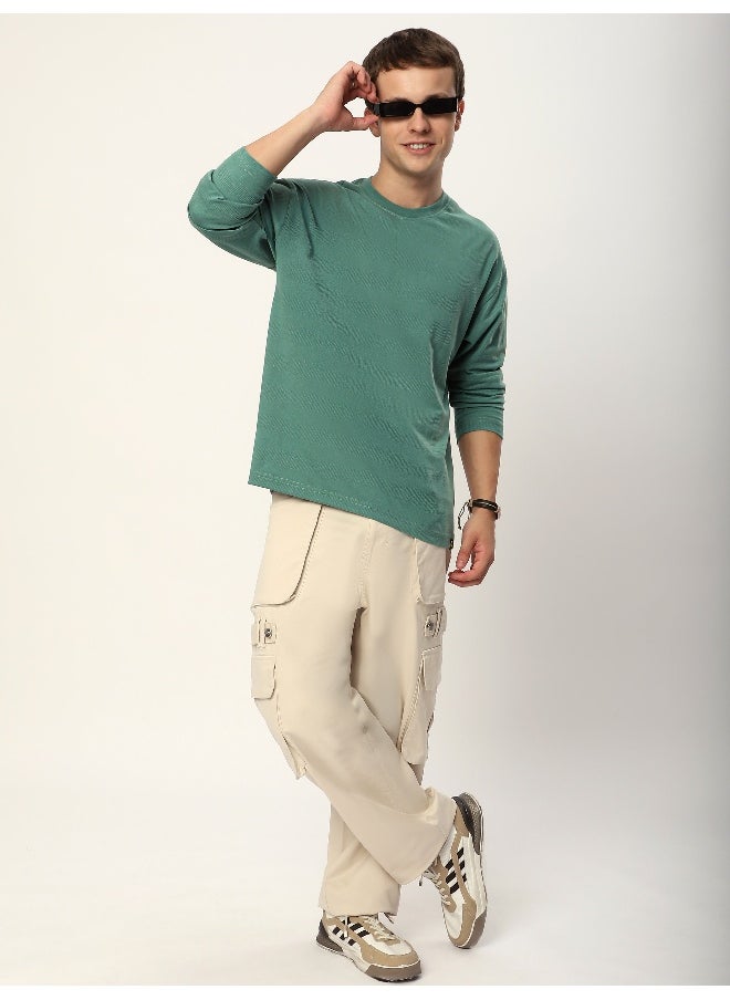 Beyoung Green Sheen Dual Sleeve Oversized T-Shirt  - Image 4