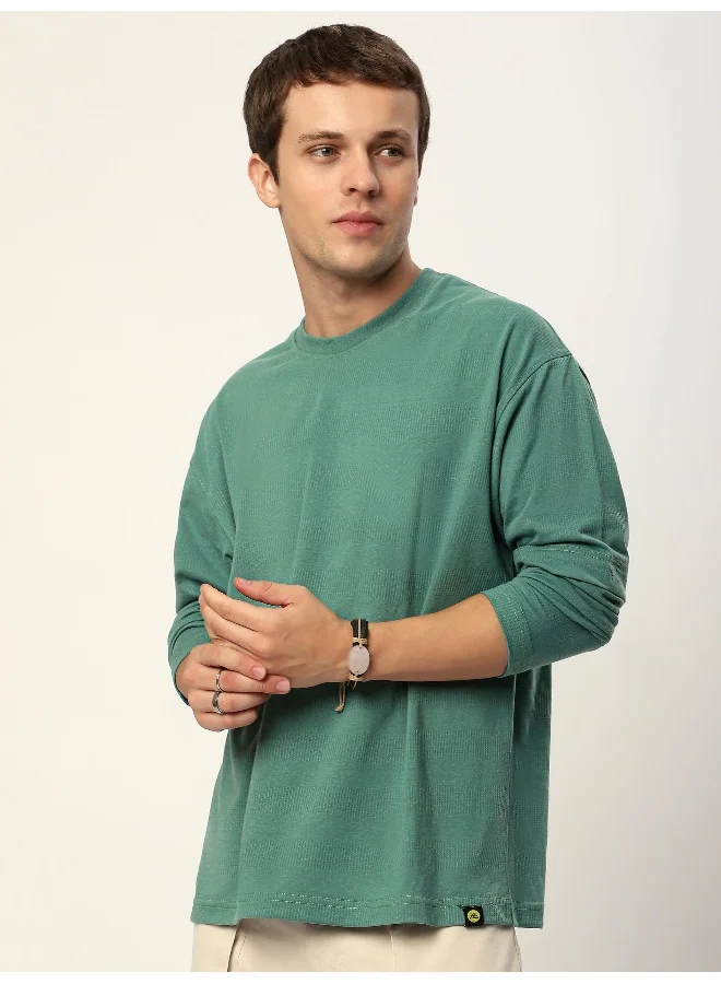 Beyoung Green Sheen Dual Sleeve Oversized T-Shirt