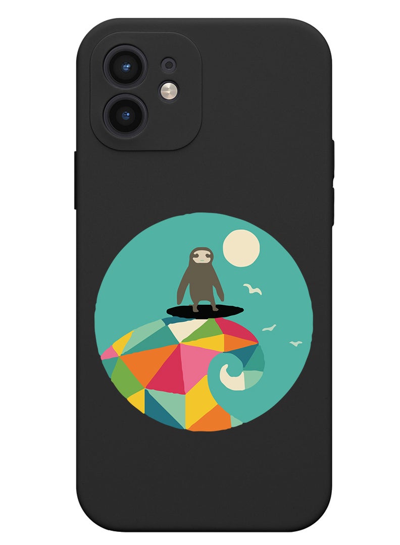 Theodor Protective Slim Fit Case Liquid Silicone Cover with Full Body Protection Anti-Scratch Shockproof Case For iPhone 12 Black  - Surprise - Image 1