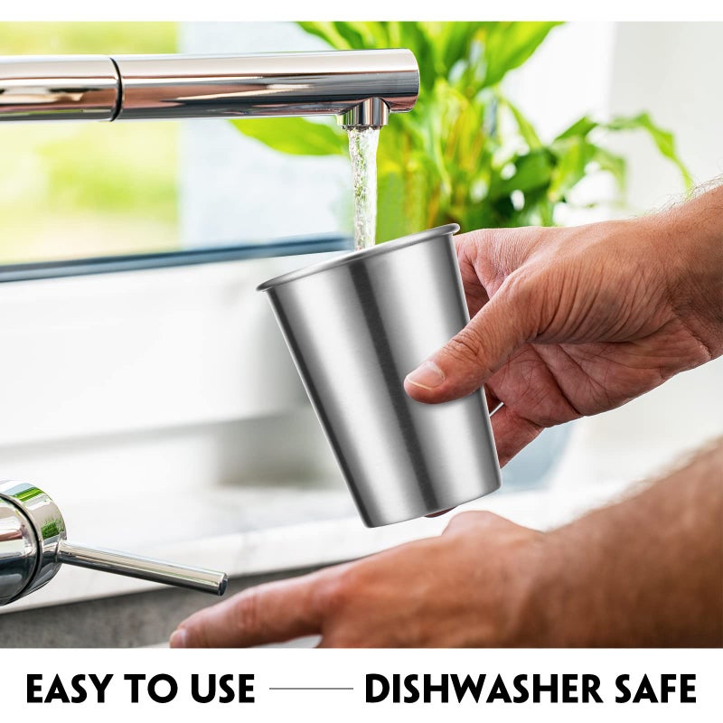 Potchen 30 Pack Stainless Steel Cups Metal Pint Cups Unbreakable Drinking Glasses Stackable Drinking Cups Tumbler for Home Travel Camping Everyday Use(17 oz, 12 oz) - Image 5