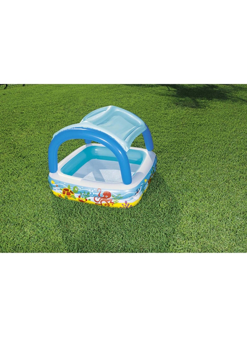 Bestway 🌞 Inflatable Kids Pool with Sunshade Roof – Easy Setup – 140×140×114 cm – Age 2+ – Includes Repair Patch – Model 52192  - Image 4
