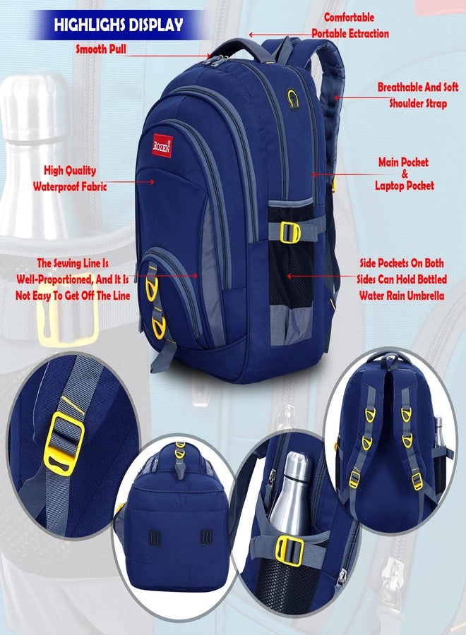 ROZEN 5 Compartments Combo Shool & Lunch Bag Casual Multipurpose Backpack For Students, Water Resistant, Unisex Design, Stylish & Durable (Navyblue), 50 Litres - Image 3
