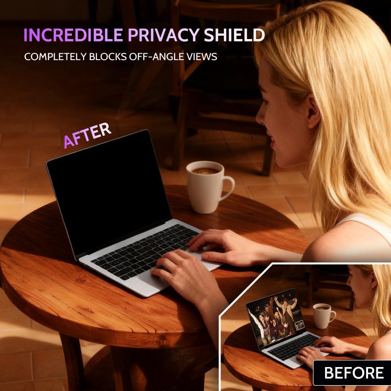 Peslv 360Â° 4 Way Laptop Privacy Screen for 14 Inch 16:9 Aspect Ratio Computer Monitor, Anti Glare Blue Light Spy Filter Private Cover, Bubble-Free Black Security Protector - Image 5