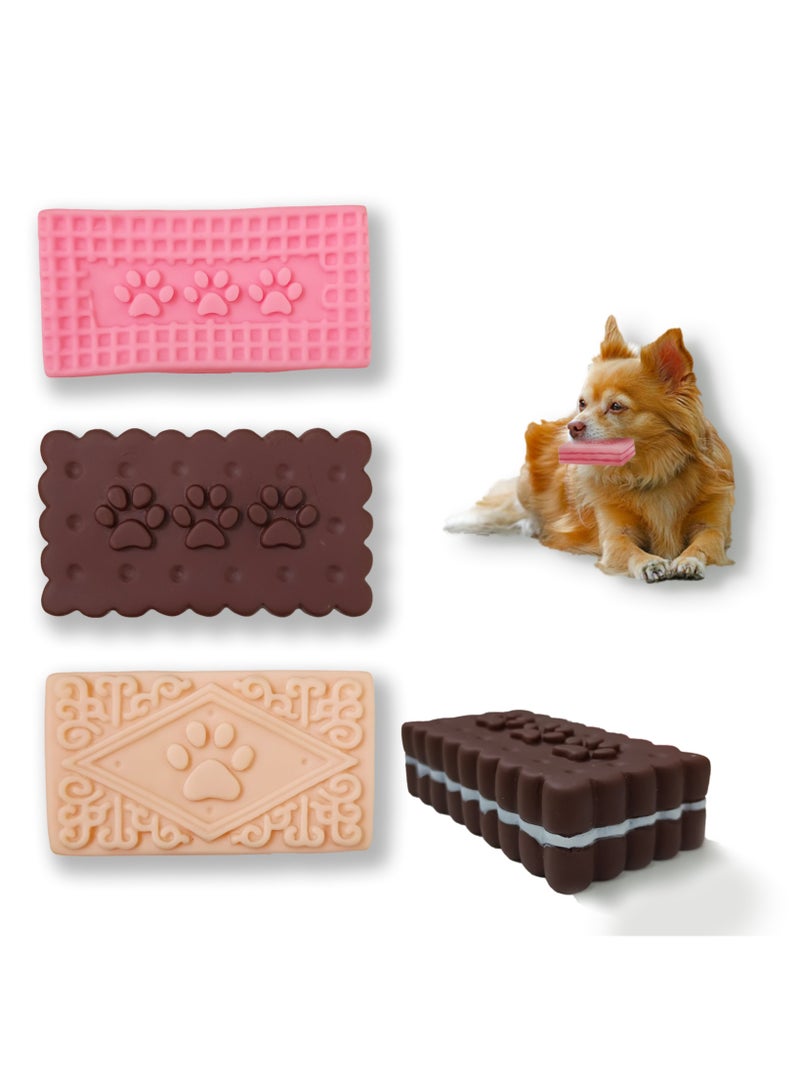 MIIXUER 3 Pack Squeaky Toys for dogs, Cute Squeaky Dog Toys for Puppy to Medium Dogs, Soft Durable Interactive Chew Toy for Dogs - square cookies - Image 1