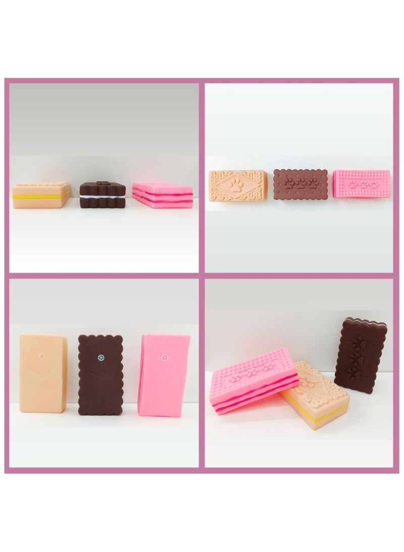 MIIXUER 3 Pack Squeaky Toys for dogs, Cute Squeaky Dog Toys for Puppy to Medium Dogs, Soft Durable Interactive Chew Toy for Dogs - square cookies - Image 5