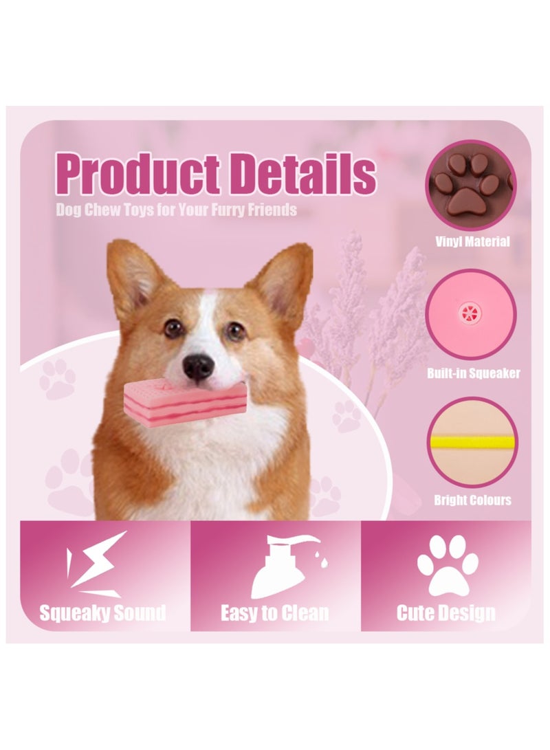 MIIXUER 3 Pack Squeaky Toys for dogs, Cute Squeaky Dog Toys for Puppy to Medium Dogs, Soft Durable Interactive Chew Toy for Dogs - square cookies - Image 2