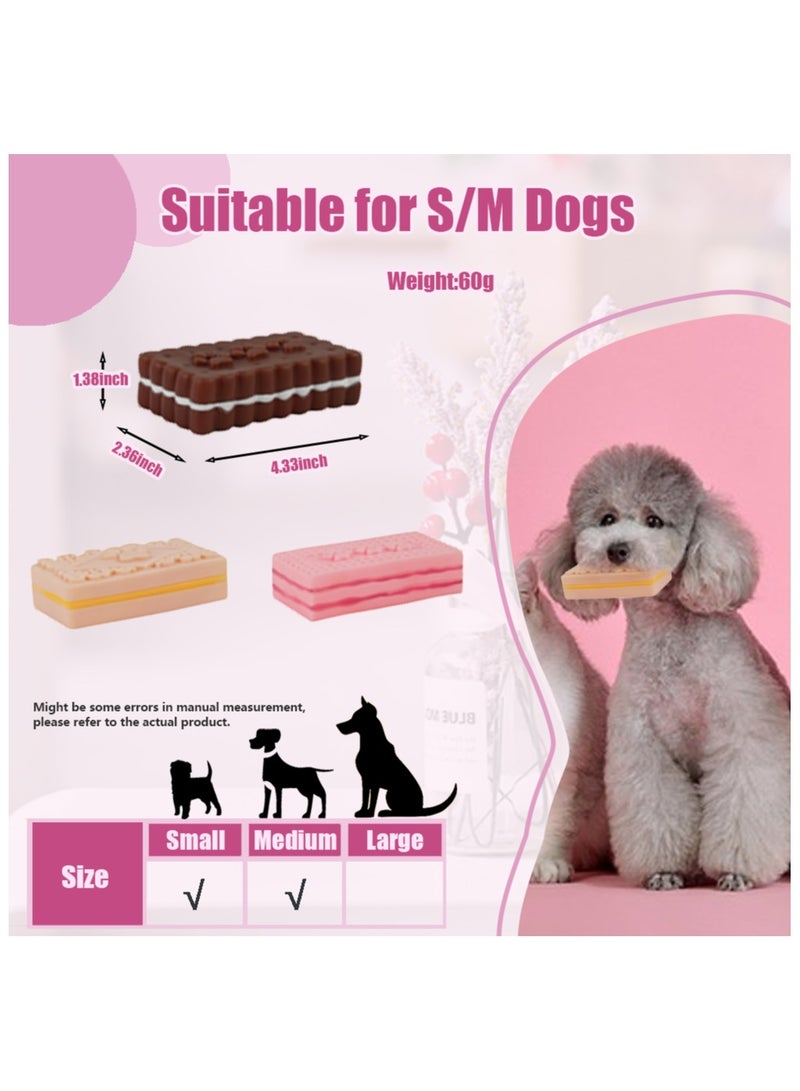 MIIXUER 3 Pack Squeaky Toys for dogs, Cute Squeaky Dog Toys for Puppy to Medium Dogs, Soft Durable Interactive Chew Toy for Dogs - square cookies - Image 3