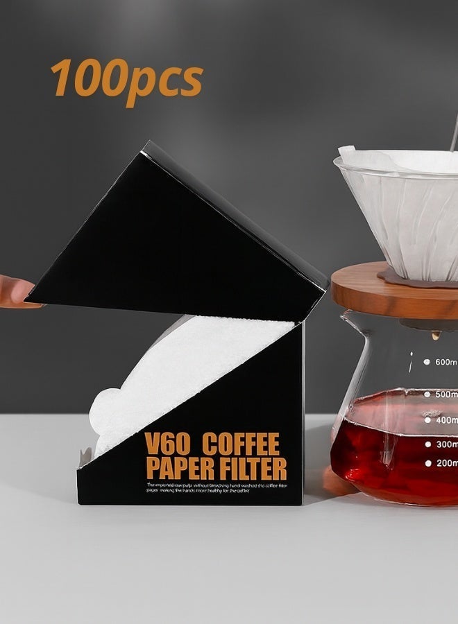 Coffee Filters, Size 02 Cone Natural Paper Filters, 100 Count 2-4 Cup, For Pour Over and Drip Coffee Maker (White V02) - Image 1