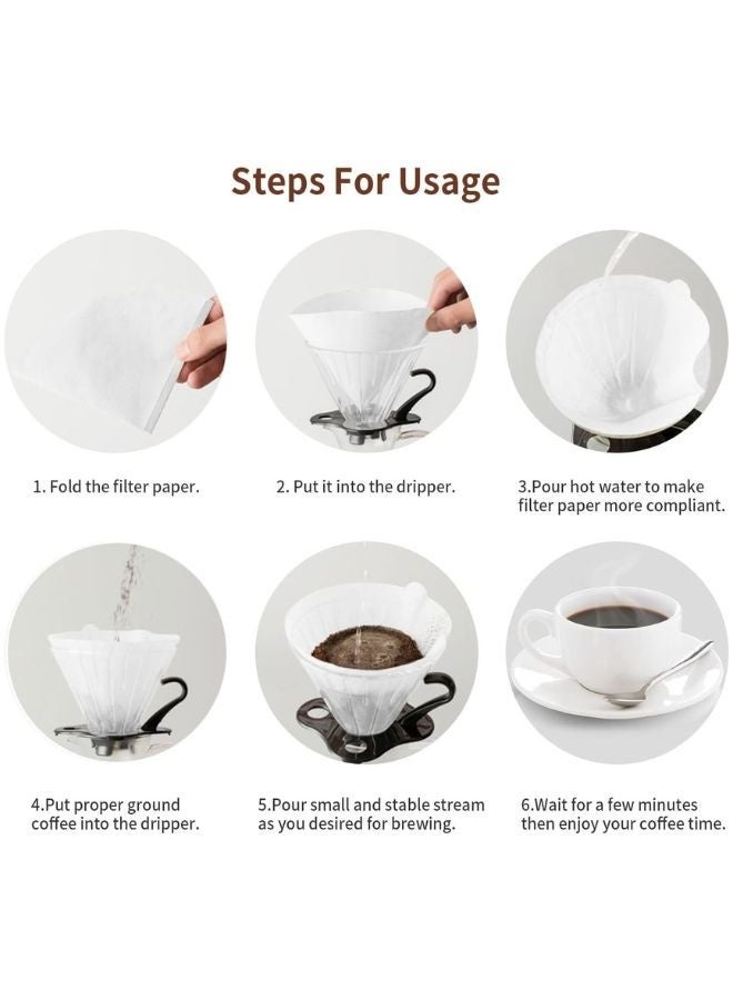 Coffee Filters, Size 02 Cone Natural Paper Filters, 100 Count 2-4 Cup, For Pour Over and Drip Coffee Maker (White V02) - Image 5