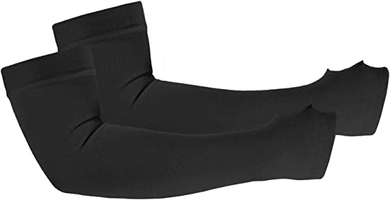Aksmit Sun Protection Arm Sleeves for Men & Women with Thumb Breathable, Hand Cover for Bike Riding, Golf, Cricket, Cycling, Yoga, Gym Sports (Black, 1 Pair) - Image 2