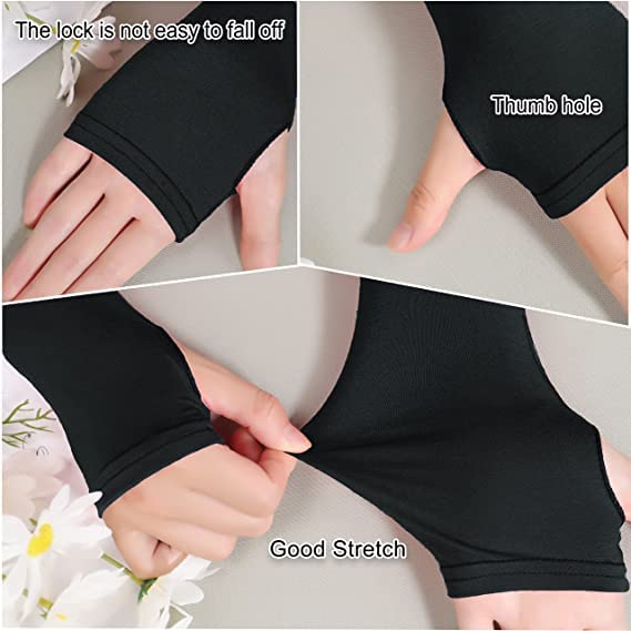 Aksmit Sun Protection Arm Sleeves for Men & Women with Thumb Breathable, Hand Cover for Bike Riding, Golf, Cricket, Cycling, Yoga, Gym Sports (Black, 1 Pair) - Image 4