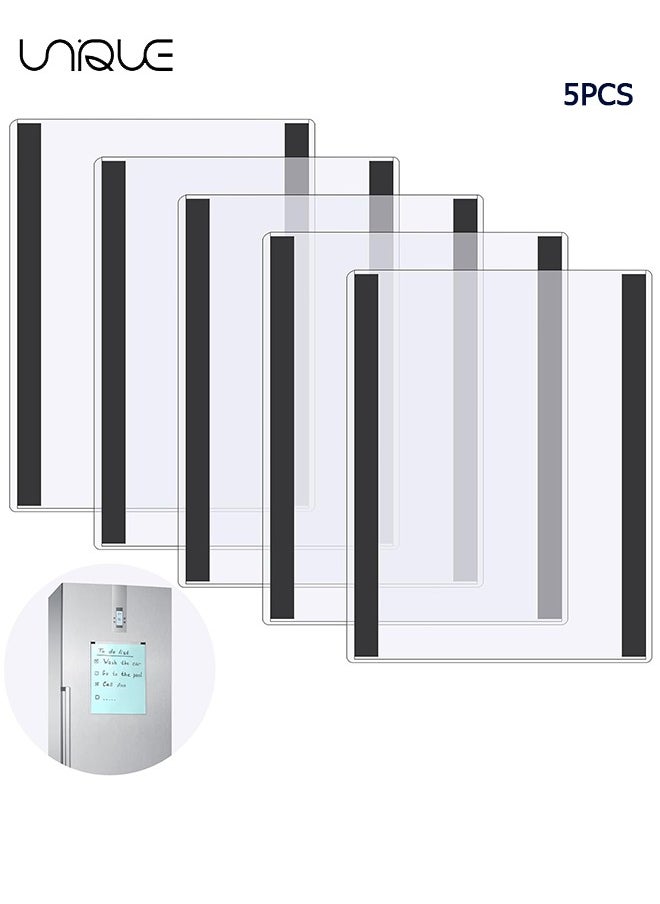 5 Pcs 8.5'' x 11'' Rigid Magnetic Sign Holders - Clear Plastic Document Frames with Magnet Borders for Letter Size Posters - Perfect for Home, Office, and Store Displays
