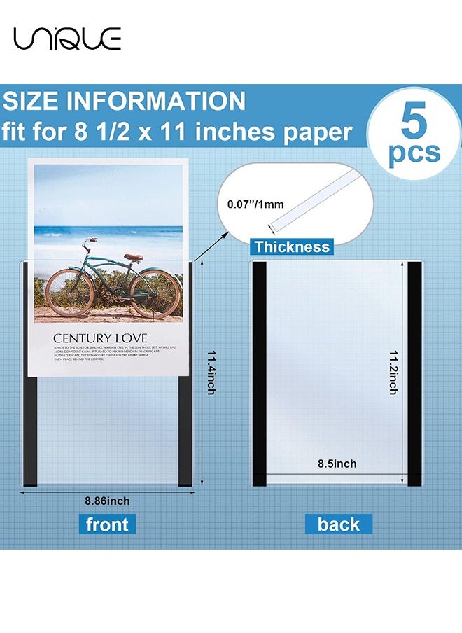 5 Pcs 8.5'' x 11'' Rigid Magnetic Sign Holders - Clear Plastic Document Frames with Magnet Borders for Letter Size Posters - Perfect for Home, Office, and Store Displays