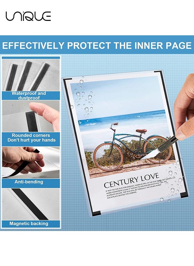5 Pcs 8.5'' x 11'' Rigid Magnetic Sign Holders - Clear Plastic Document Frames with Magnet Borders for Letter Size Posters - Perfect for Home, Office, and Store Displays