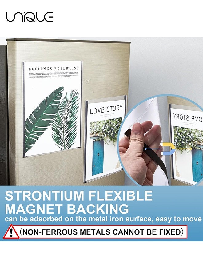5 Pcs 8.5'' x 11'' Rigid Magnetic Sign Holders - Clear Plastic Document Frames with Magnet Borders for Letter Size Posters - Perfect for Home, Office, and Store Displays