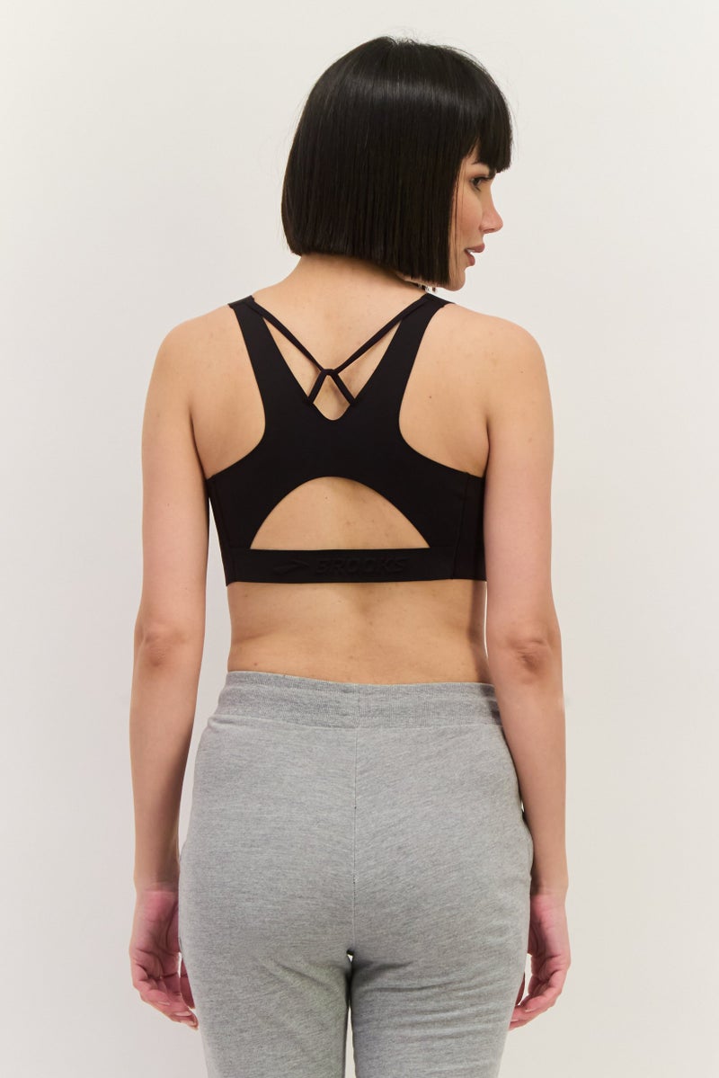 Brooks Women Solid Padded Training Sport Bra, Black - Image 3