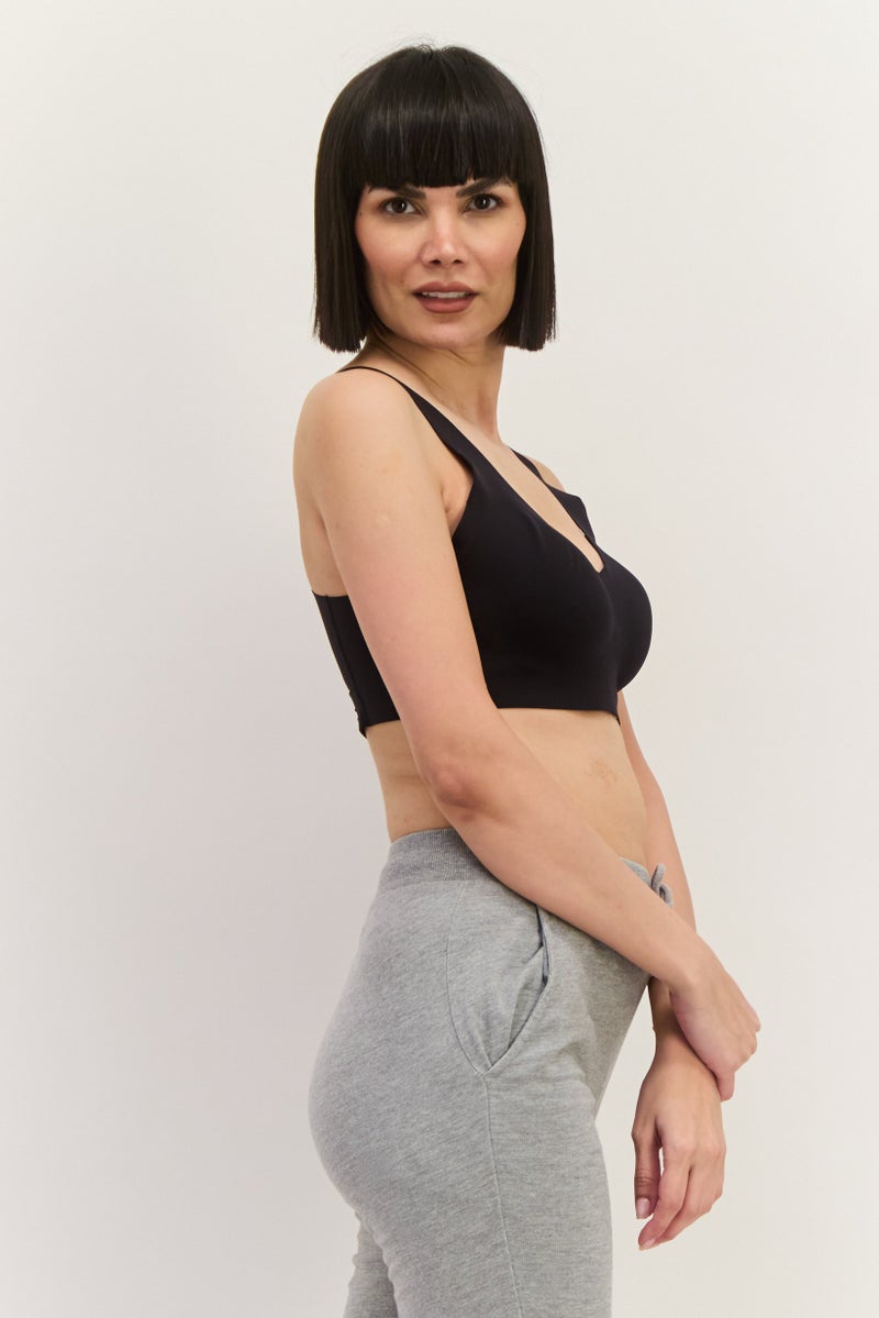Brooks Women Solid Padded Training Sport Bra, Black - Image 2
