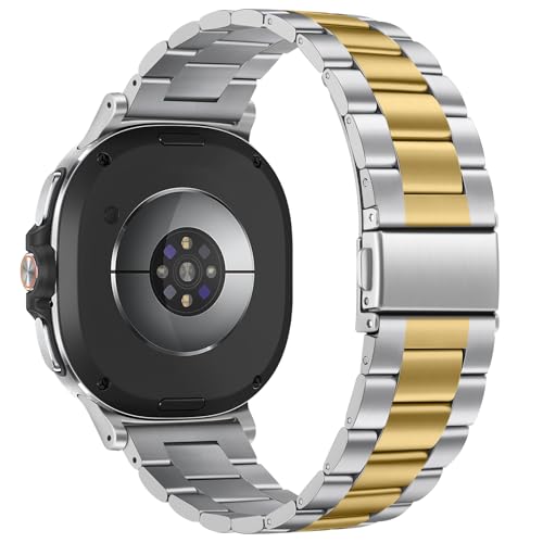 Suphart Metal Bands Compatible with Samsung Galaxy Watch 8 Band 44mm 40mm/Galaxy Watch 8 Classic 46mm, No Gap Stainless Steel Strap for Women and Men, Silver-Gold - Image 4
