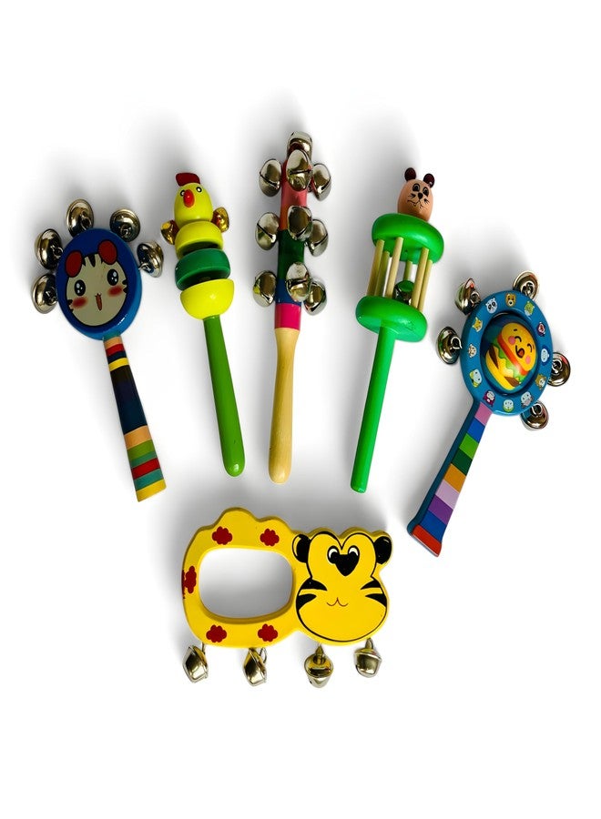 MarvelStore Wooden Rattles for Baby, Infants, New Born Babies Toys (0 to 6 to 12 Months) | Perfect for Early Music Education, Rhythm Practice, and Sensory Play (Multicolor) (Rattle Set 5) - Image 1