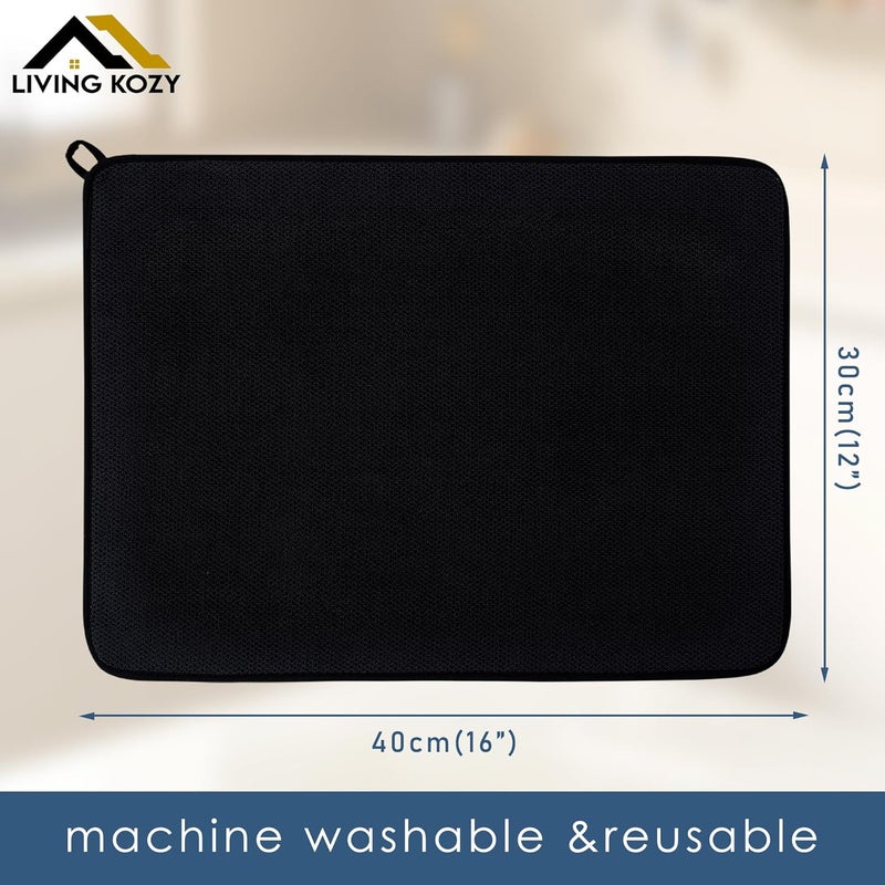 Microfiber Ultra-Absorbent Dish Drying Mat - Black, Small 40x30cm - Image 5