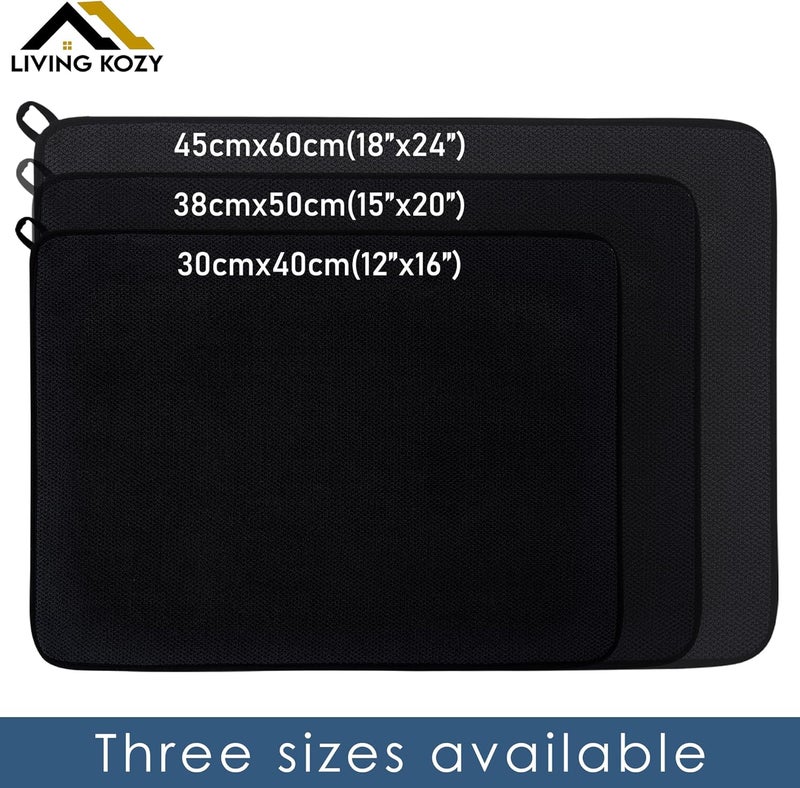 Microfiber Ultra-Absorbent Dish Drying Mat - Black, Small 40x30cm - Image 4
