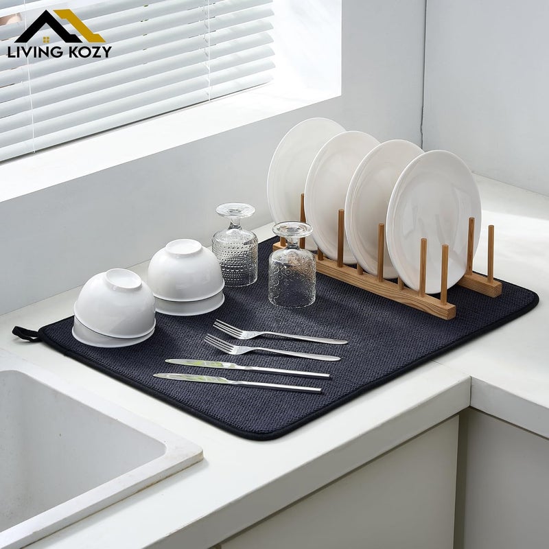 Microfiber Ultra-Absorbent Dish Drying Mat - Black, Small 40x30cm - Image 3