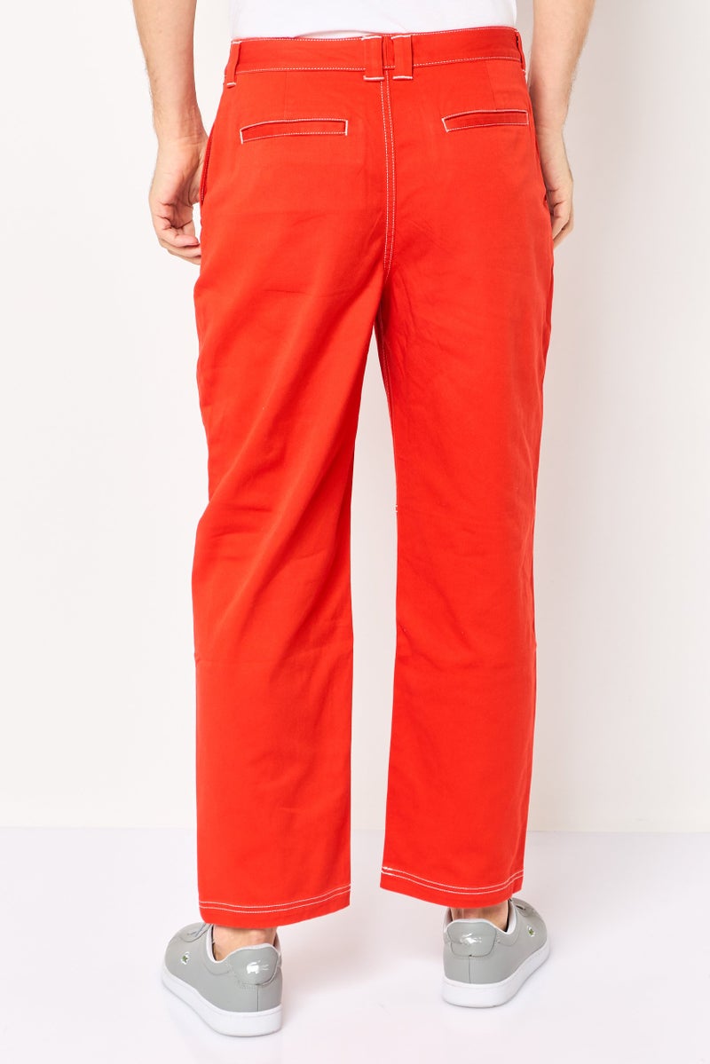 VANS Men Regular Fit Solid Straight Pants, Tomato Red - Image 4