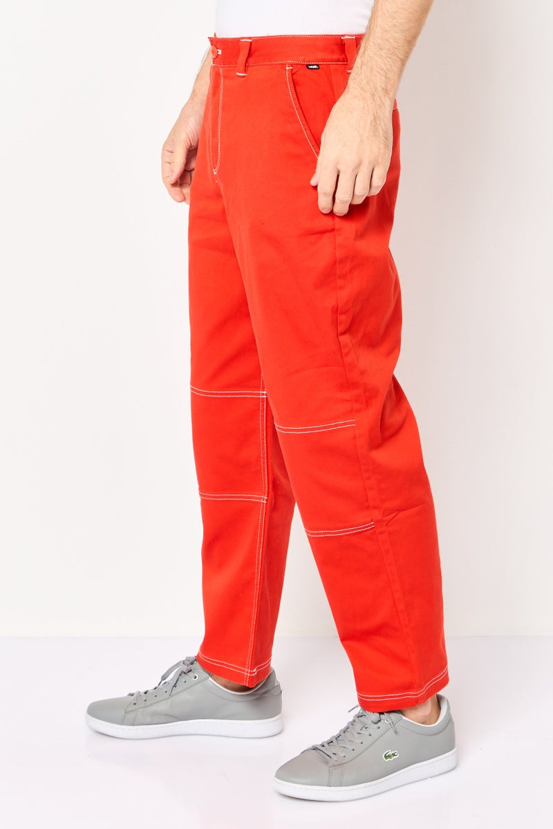 VANS Men Regular Fit Solid Straight Pants, Tomato Red - Image 3