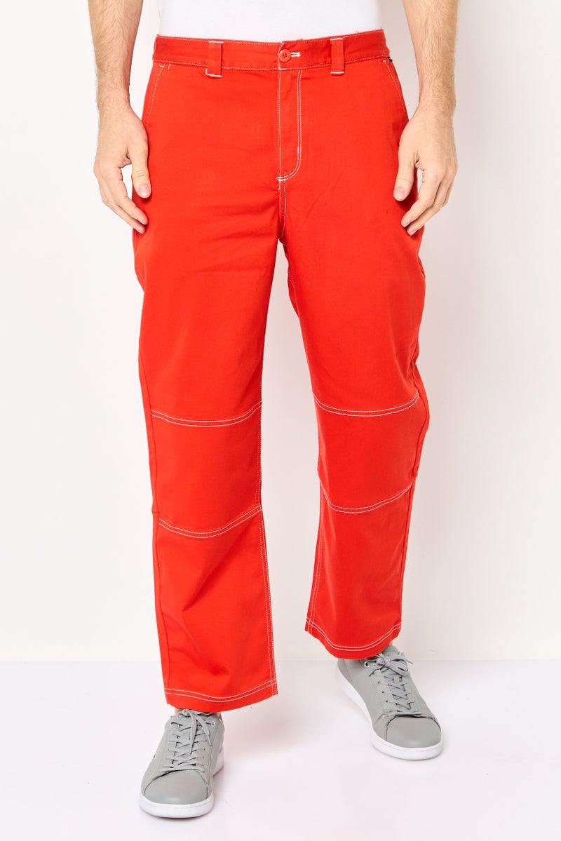 VANS Men Regular Fit Solid Straight Pants, Tomato Red - Image 1