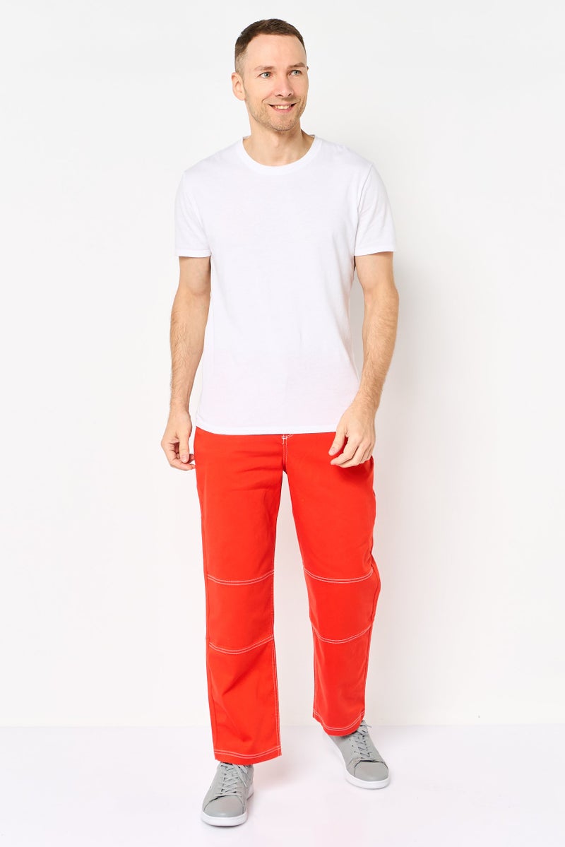 VANS Men Regular Fit Solid Straight Pants, Tomato Red - Image 2