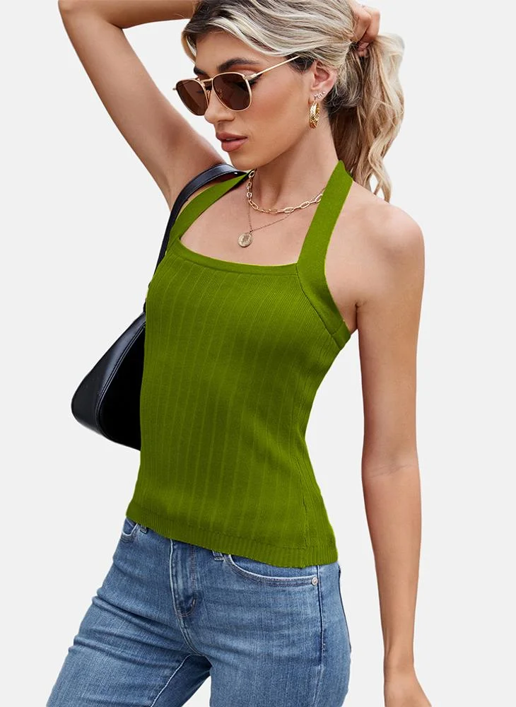 يونيكي Green Round Neck Printed Top