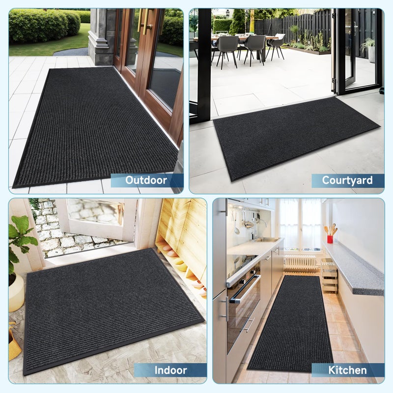 BesWin Extra Large Front Door Mat, 5 x 3 Feet Indoor Outdoor Entrance Mat, Heavy Duty Commercial Floor Mats, Non-Slip Rubber Backing Doormat for Entryway, Waterproof, Low-Profile, Easy to Clean - Image 4