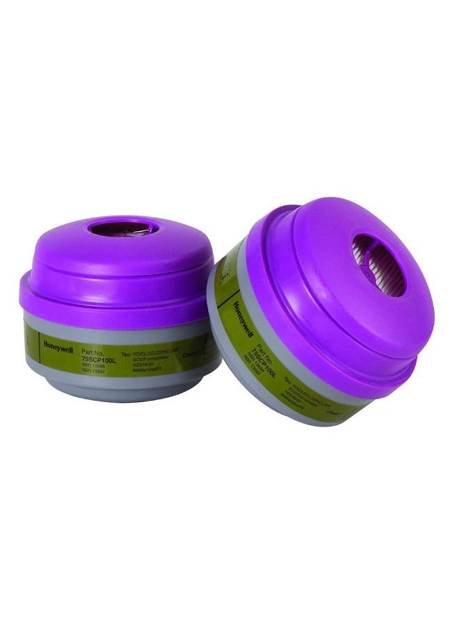 Honeywell - Honeywell North 75SCP100L Combination Gas and Vapor Cartridge with P100 Particulate Filter Purple 1 Pair - Image 1