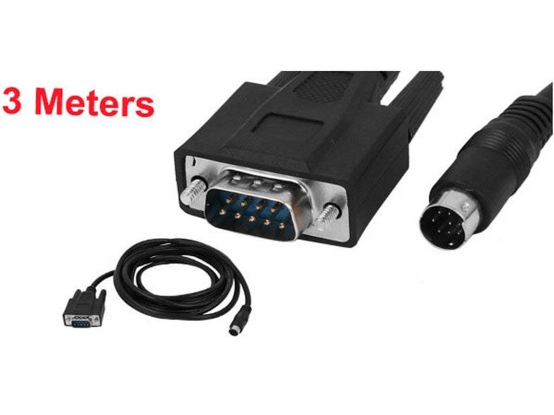 xjs XJSXZC Mini Din Male Connector PLC Programming Adapter Cable 3 Meters 10Ft Length (RS232 DB9 to 8P) - Image 2