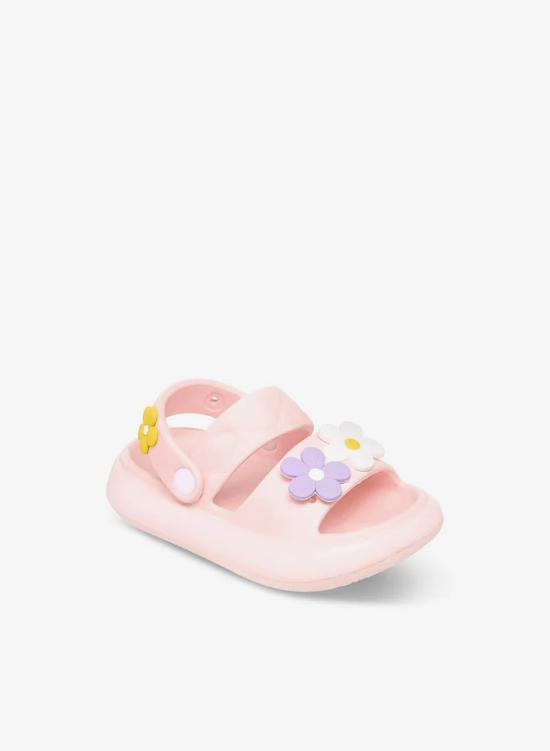 Aqua Flower Accent Sandals with Backstrap