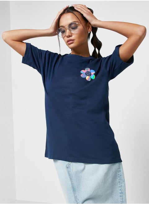 Crew Neck Foil Print T-shirt