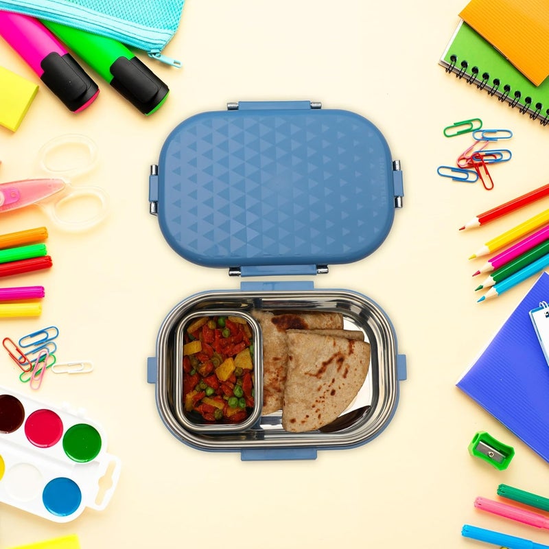 JAYPEE PLUS JAYPEE Snapsteel Stainless Steel Insulated Lunch Box Blue, 650 ml, Airtight Tiffin Box for School Kids | Spillproof with Silicon Seal | Food Grade | BPA Free - Image 2